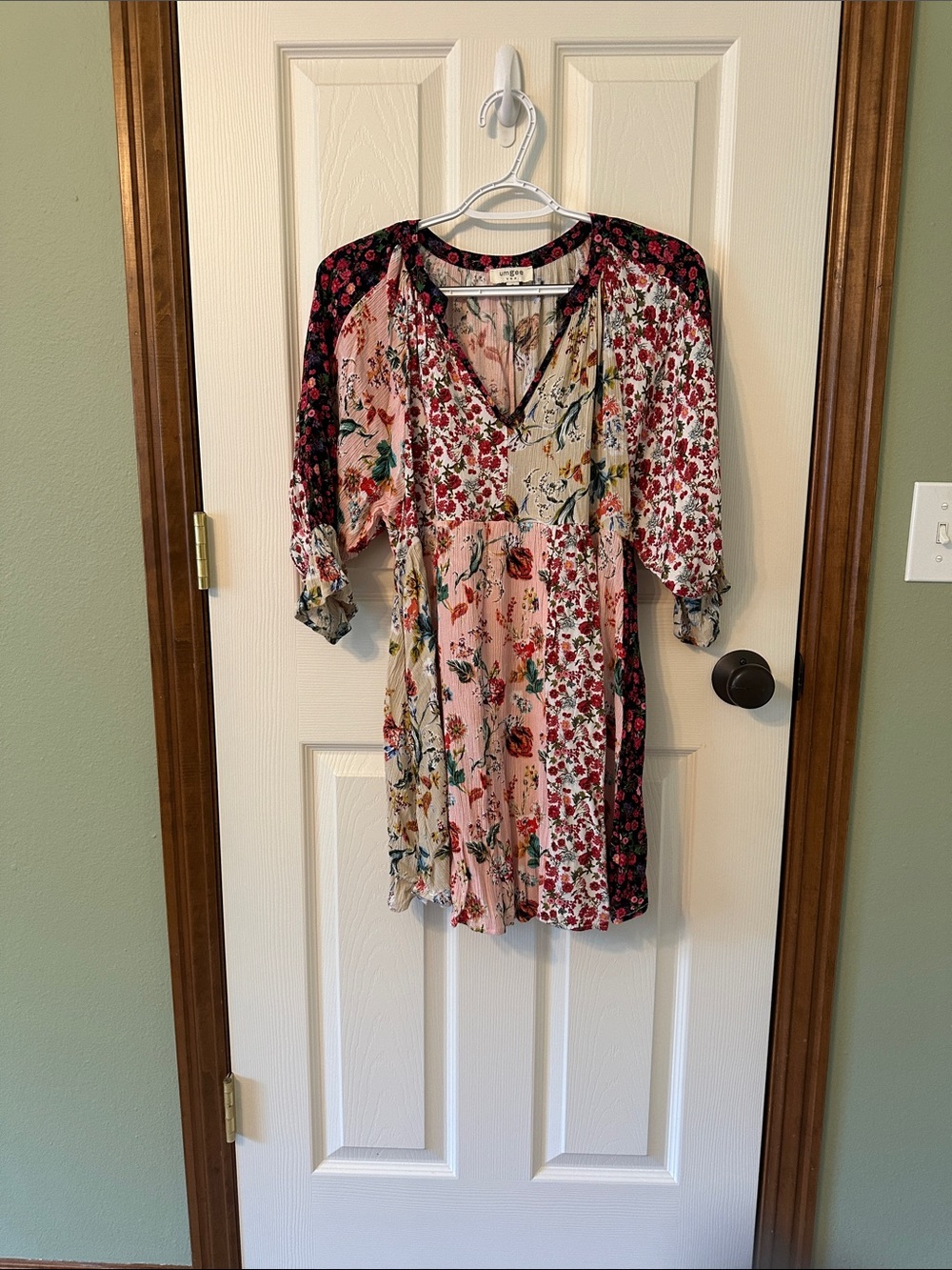 Umgee Mixed Floral Patchwork Tunic - Pink, Black, Cream